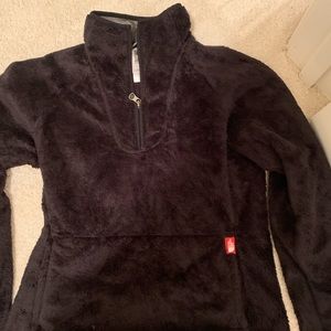 black fuzzy north face quarter zip